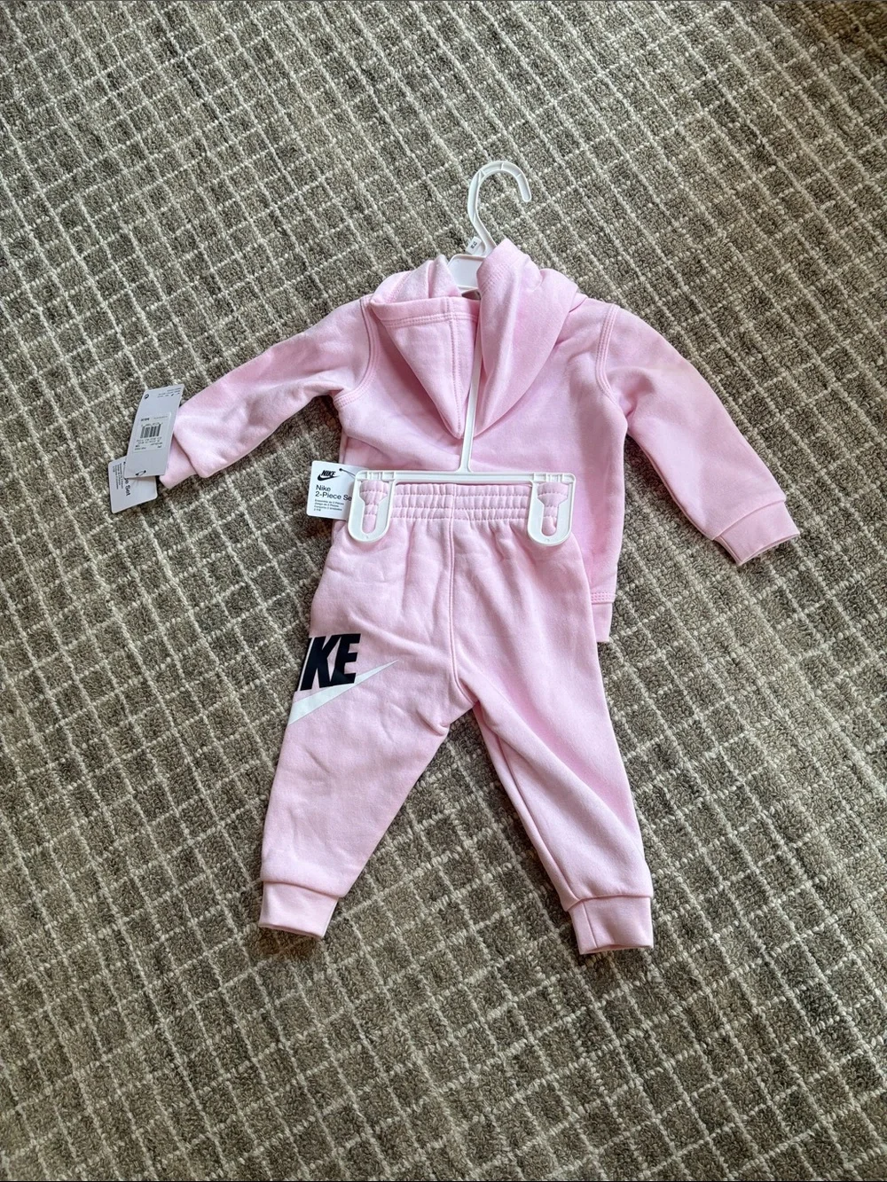 Nike Pink Hooded Sweatshirt & Joggers Set (Size 12 mo)